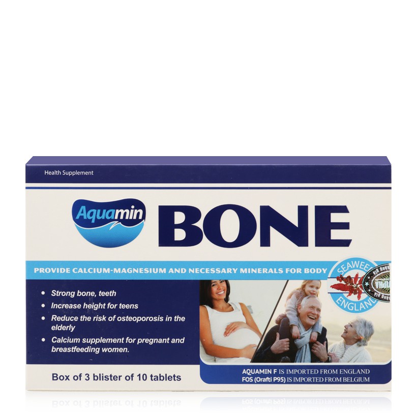 AquaminBONE bổ sung Canxi cho Phụ nữ mang thai, Người già, Trẻ em từ TẢO BIỂN ĐỎ ANH QUỐC đạt chuẩn Organic