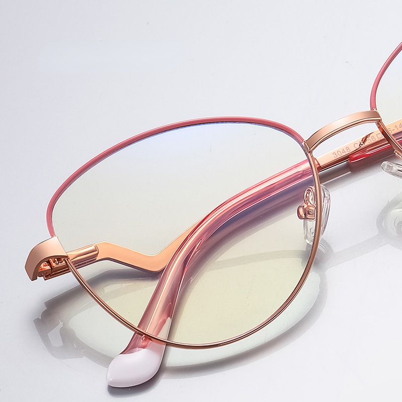 Mắt Kính Gọng Kim Loại Cong Tròng Chống Ánh Sáng Xanh Thời Trang Phương Tây