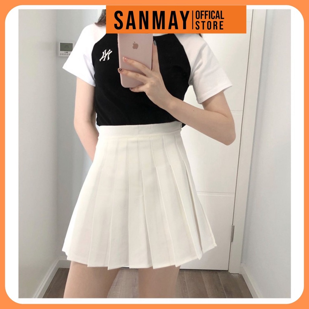 Chân Váy Xếp Ly Lưng Cao SANMAY Váy Tennis Midi Ngắn Công Sở Thiết Kế Chữ A Dáng Xòe 2 Màu Trắng Đen CV003 | BigBuy360 - bigbuy360.vn