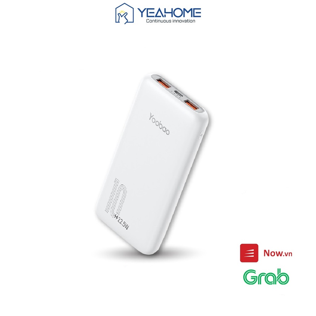 Sạc dự phòng Yoobao 10000mAh D10Q 2 cổng USB - Hỗ trợ sạc nhanh -  Hàng chính hãng - Bảo hành 12 tháng 1 đổi 1