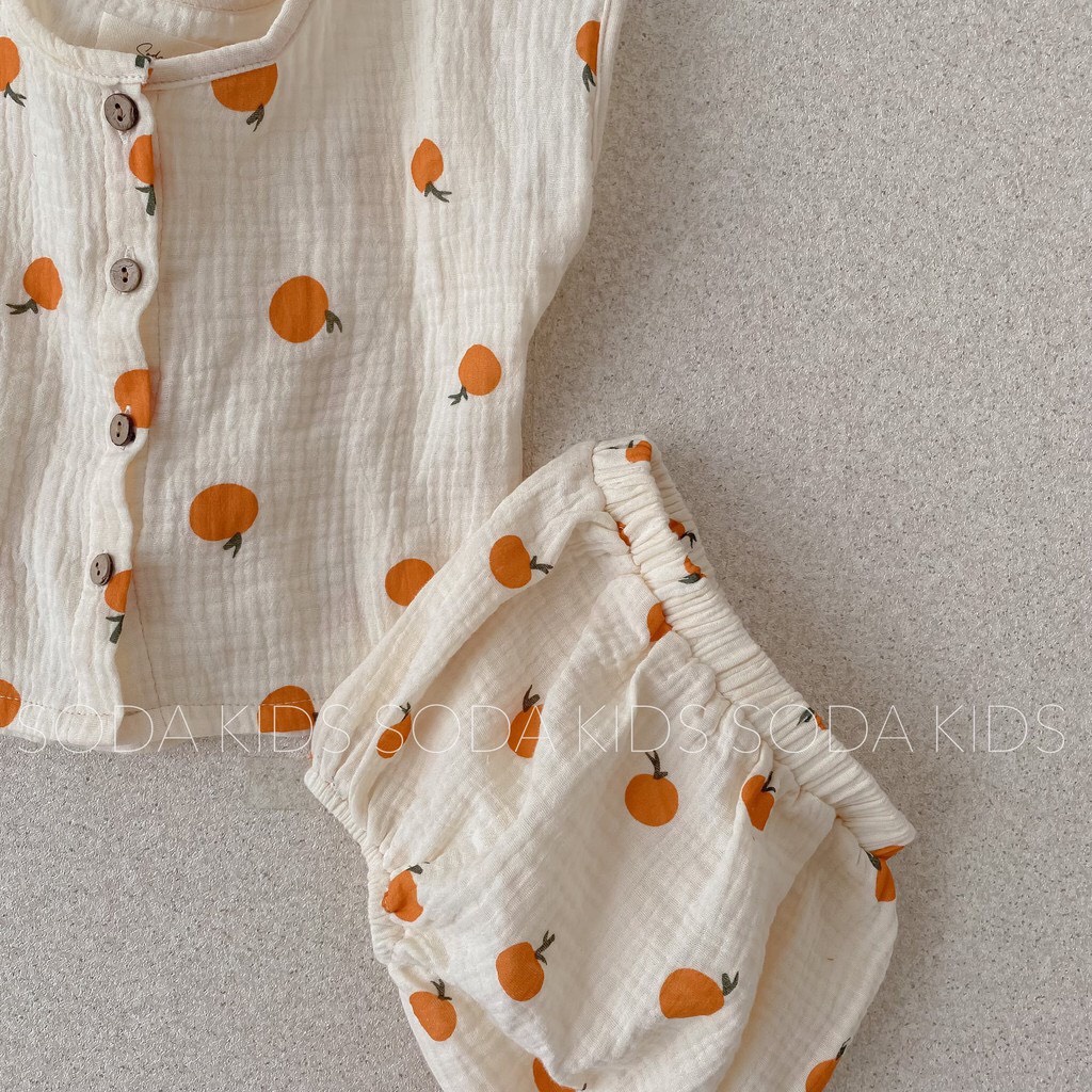 Ảnh thật - Bộ quần áo cộc xô muslin cho bé - Siêu mềm mịn, thấm hút