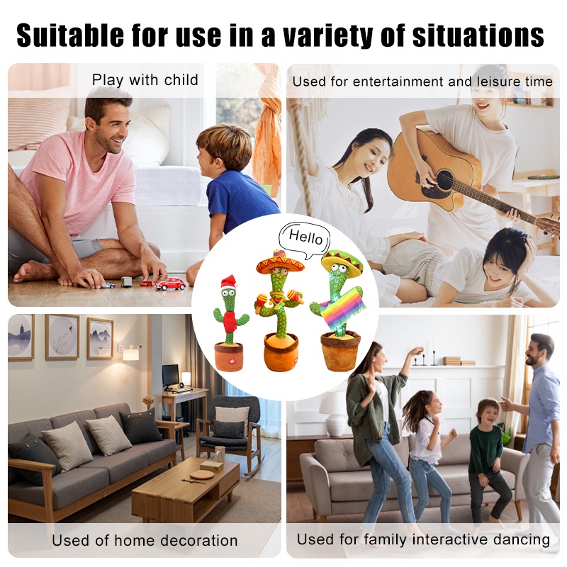 Đồ Chơi Nhồi Bông Hình Cây Xương Rồng Có Thể Nói Chuyện 120 Bài Poppy