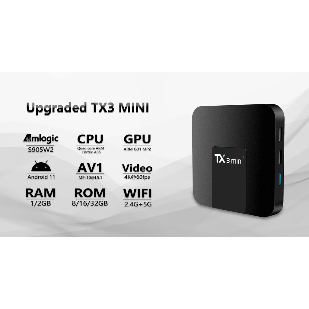 Android TV Box TX3 mini+ Plus 2022 - Ram 4GB, Android 11, Dual Wifi