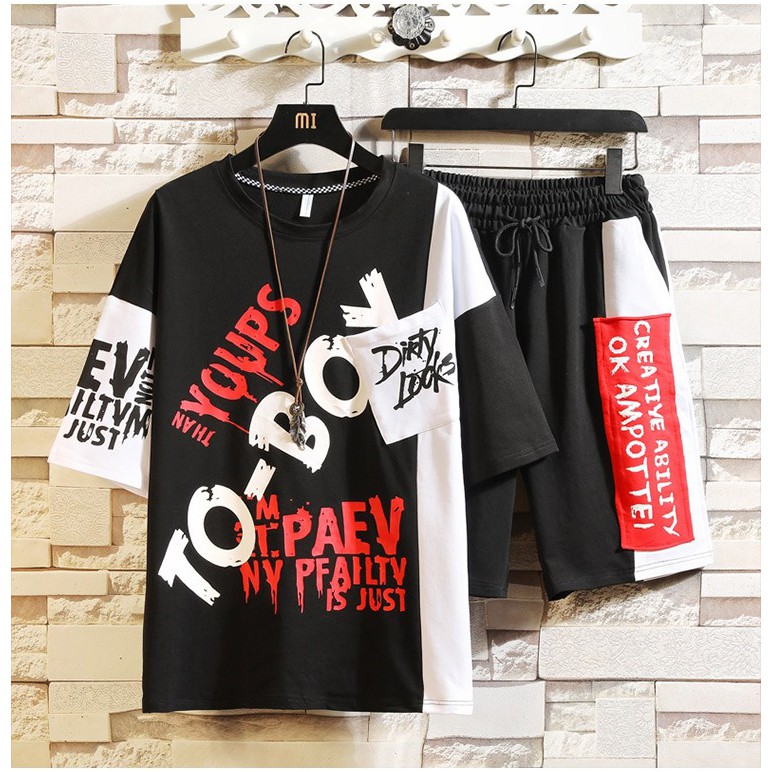 Bộ Quần Áo Thun Nam TO – BOY Phối Hai Màu Cá Tính SET NAM 9000033C