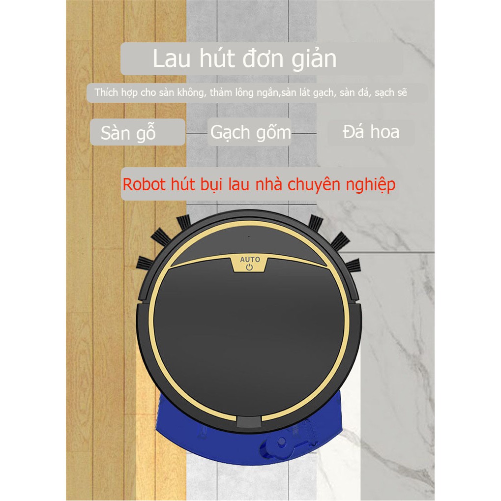 Robot hút bụi lau nhà, Robot hút bụi lập trình dọn dẹp, Hút, Quét, Lau, Cảm biến thông minh,1 Đổi 1 MỚI RS300