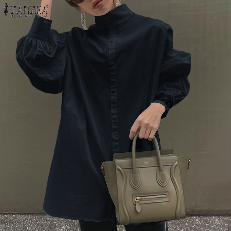 Áo Thun ZANZEA Cổ Lọ Dài Tay Xẻ Tà Thời Trang Dành Cho Nữ