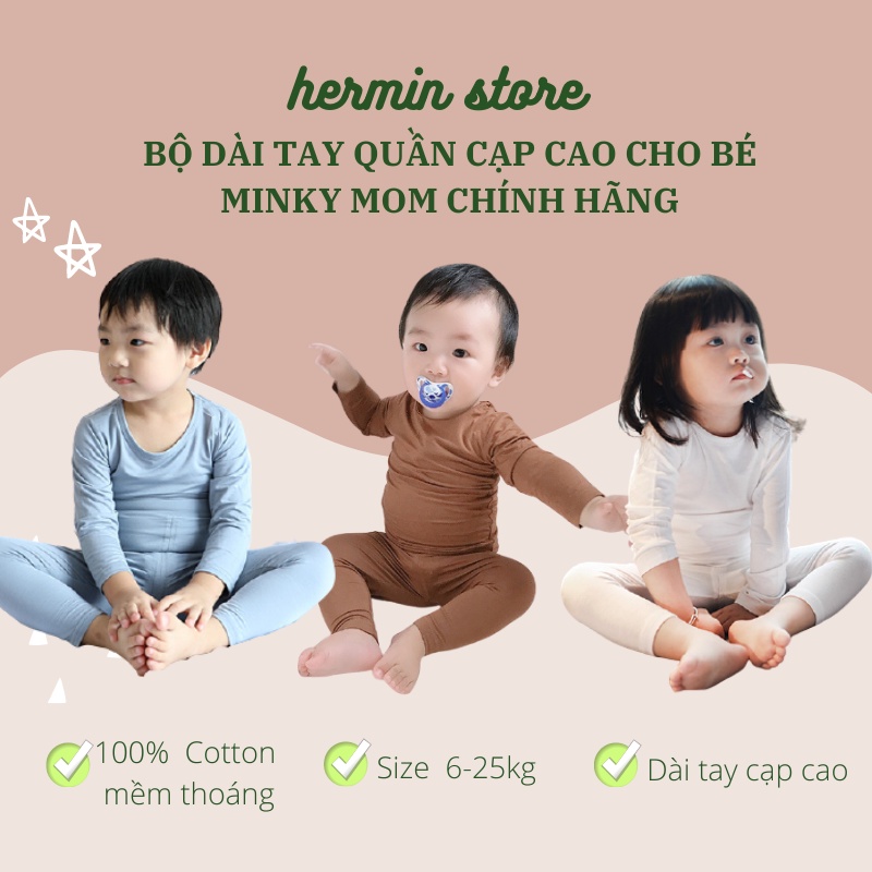 Bộ Minky Mom dài tay quần cạp cao cho bé chất 100% cotton mềm thoáng