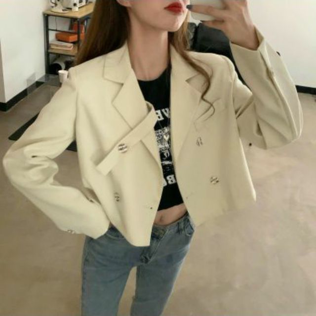 áo khoác blazer dáng ngắn 2 lớp phong cách hàn quốc | BigBuy360 - bigbuy360.vn