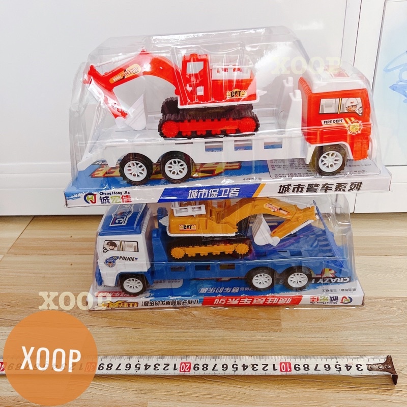 Đồ chơi xoop ! Xe cảnh sát,xe cứu hoả chở cẩu cho bé mã 006A-53