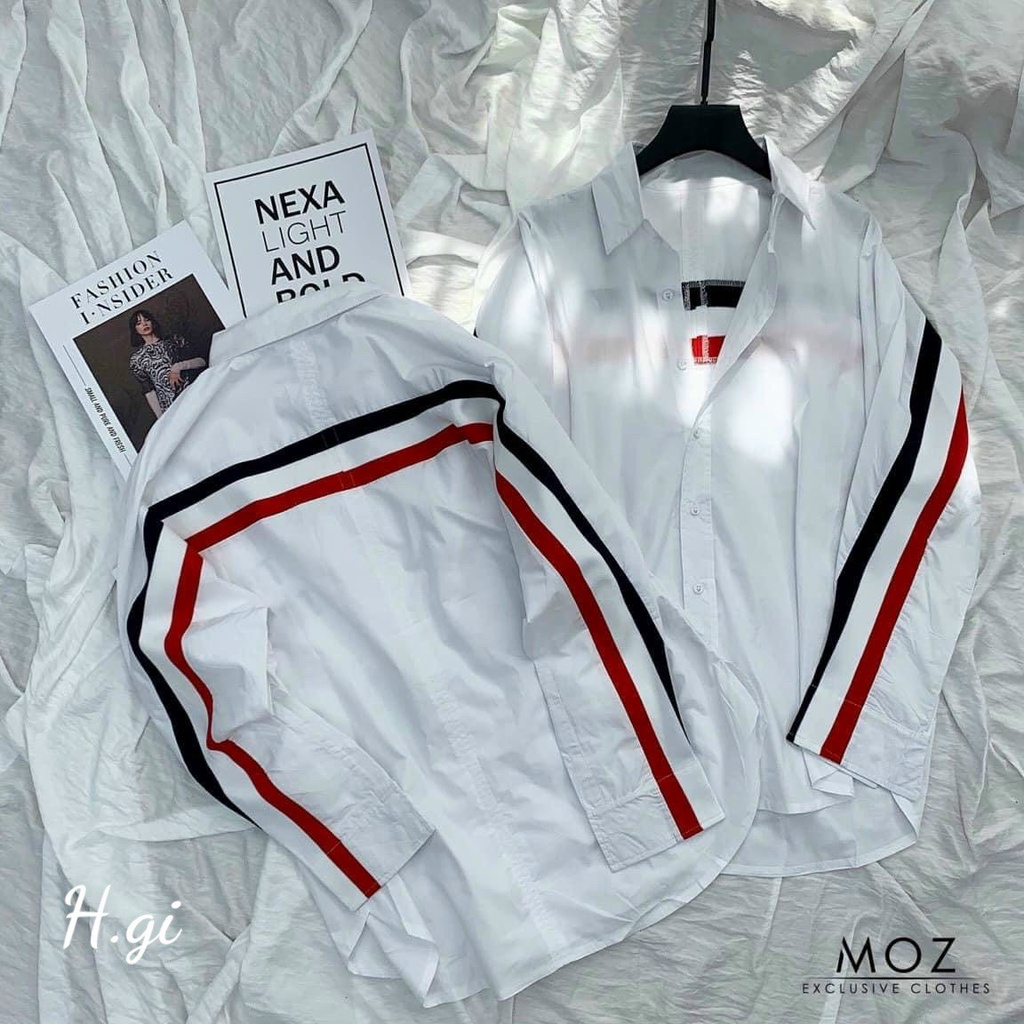 Áo sơ mi nâu viền sau fom rộng cá tính