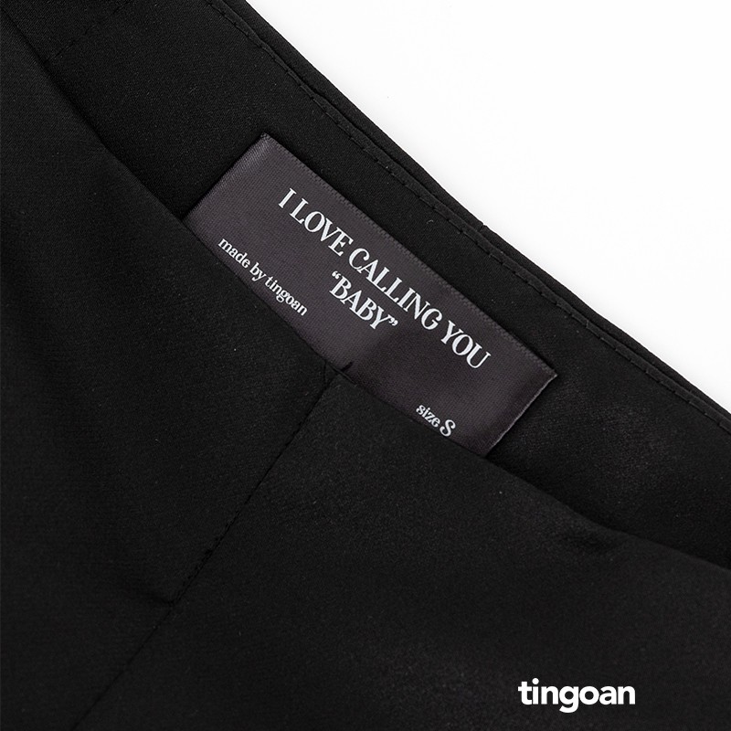 Quần short cạp cao chiết 2 ly tafta đen tingoan ROCHA SHORT