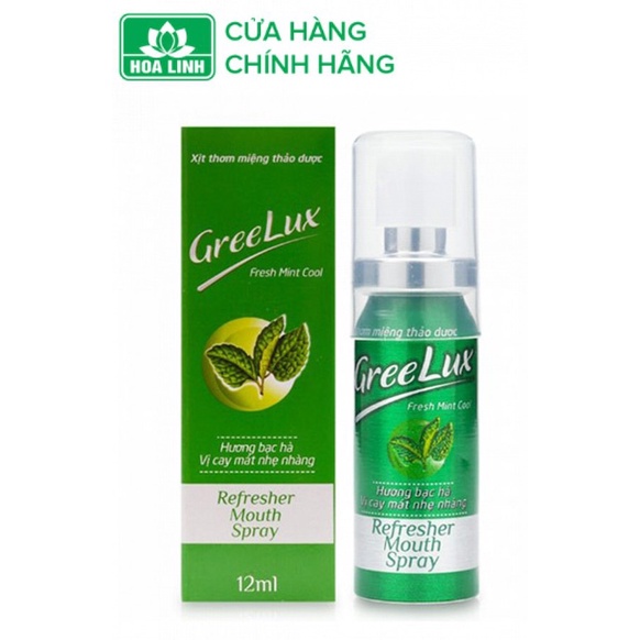 Xịt thơm miệng Greelux Thảo Dược chai 12ml hương bạc hà khử mùi hôi miệng Gree Lux