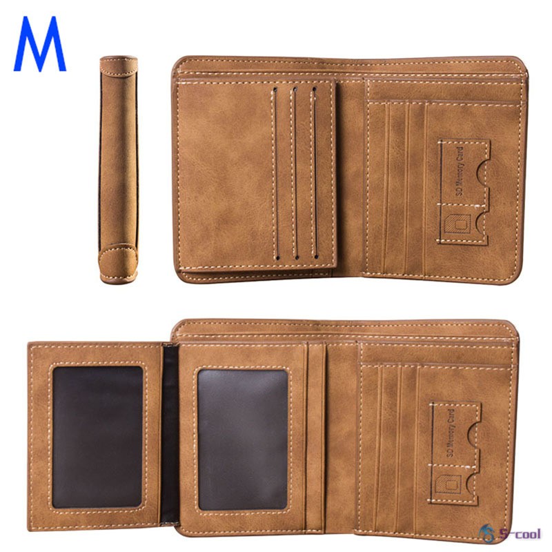 Vintage Men Wallet PU Leather Short/Long Purse Men's Three Folds Card Slots Wallet