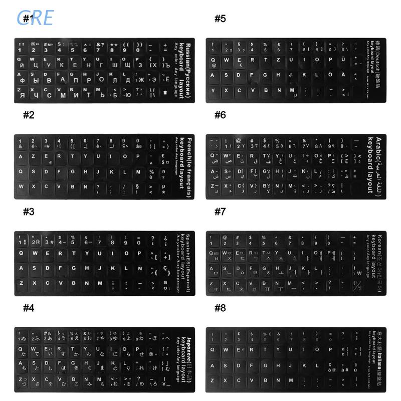 Miếng Dán Bàn Phím Tiếng Nga/French/Spanish Arabic Màu Đen Trắng Dành Cho Laptop/Máy Tính