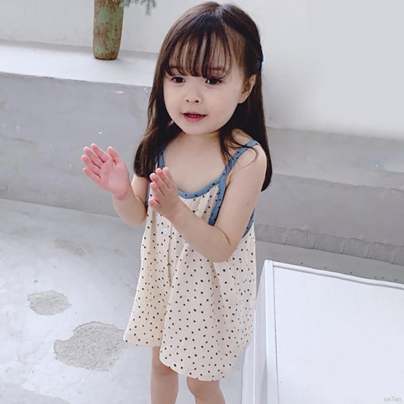 Jumpsuit Sát Nách Hoạ Tiết Chấm Bi Xinh Xắn Cho Bé Gái