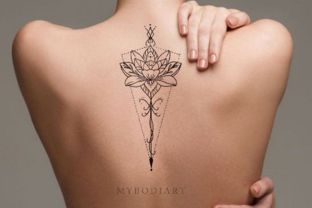 Hình xăm tatoo hoa sen size vừa xqb058