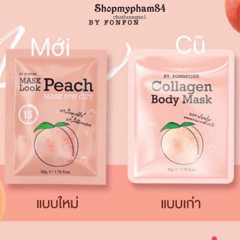 Ủ Trắng Trái Đào Mask Look PEACH, Collagen 50g Thái Lan Chính Hãng