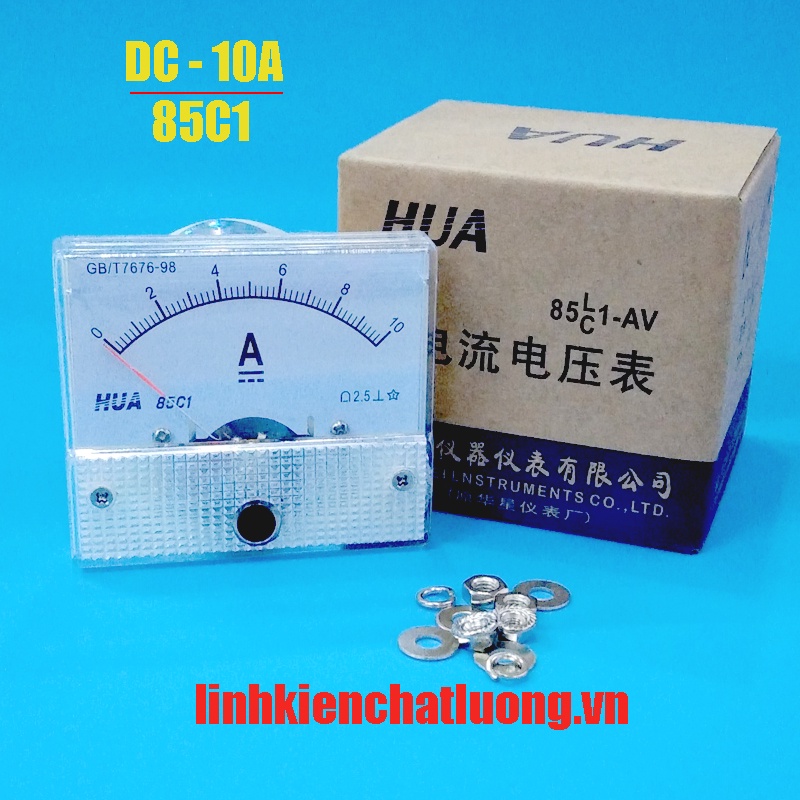 Ampe kế cơ DC 10A 85C1 đo dòng 0-10A chính hãng HUA