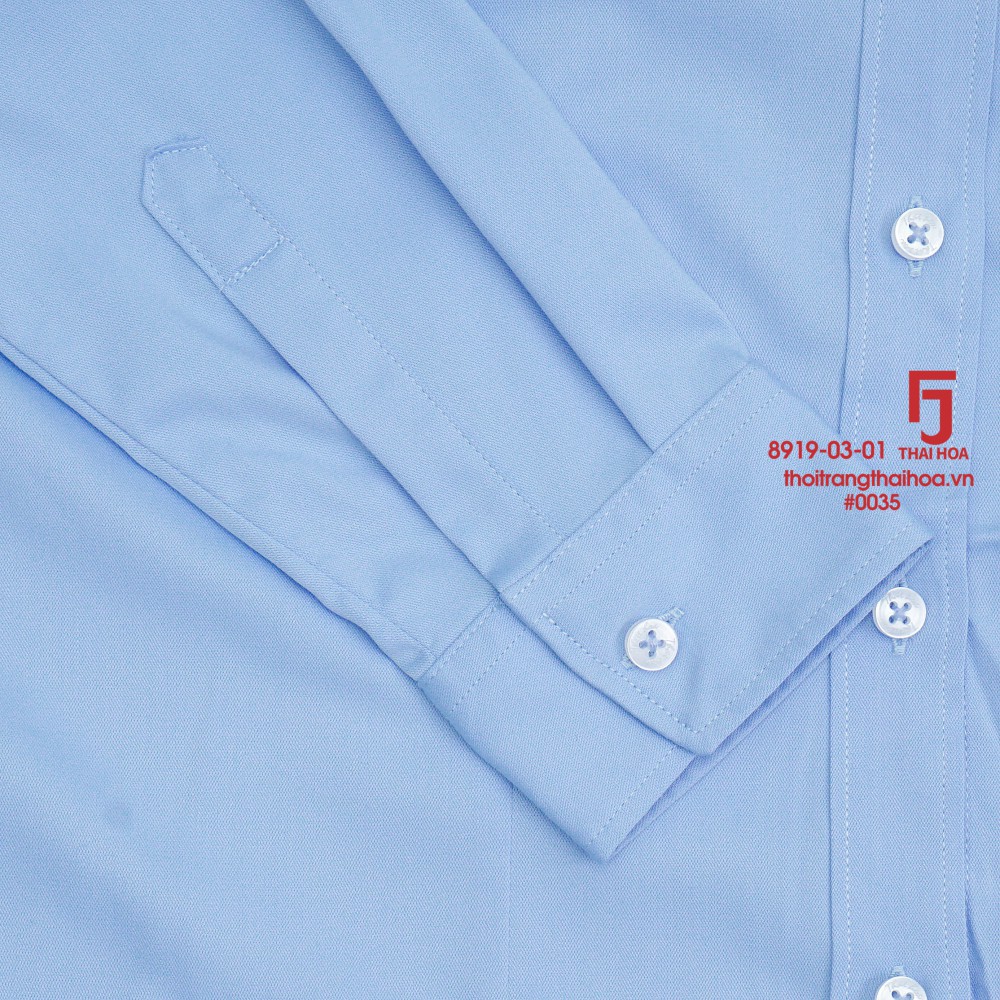 Áo sơ mi nữ dài tay đẹp kiểu công sở cao cấp màu xanh dương sợi tre Thái hoà 8919-03-01