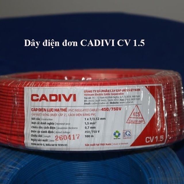 Dây Cáp Điện Đơn CaDiVi CV 1.5, 2.5, 4 , 6 , 8 mm2