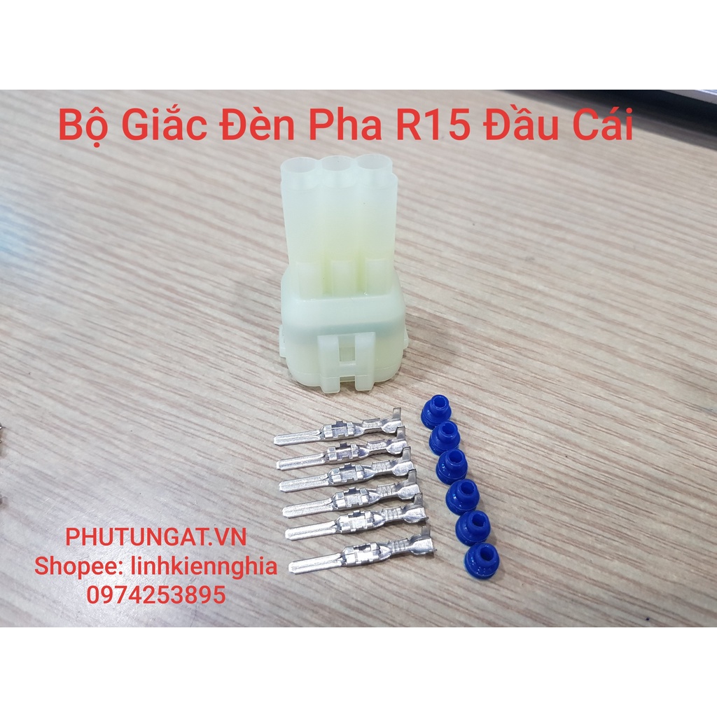 Bộ Giắc Đèn Pha Xe R15 Jack 6 lỗ 6P Chống Nước AT215