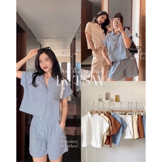 Set sơmi croptop kèm short thô
