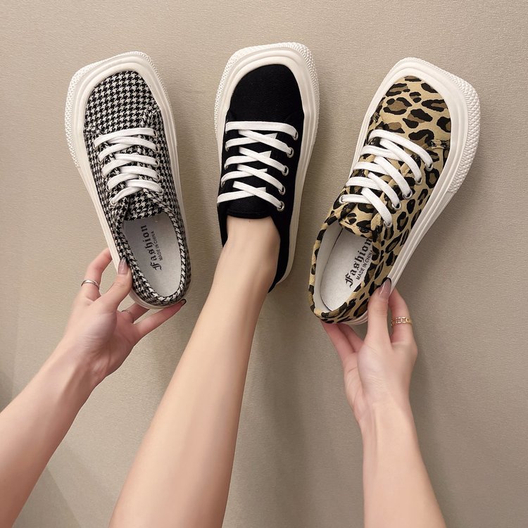 [Mã FASHIONCB264 giảm 10K đơn bất kỳ] Giày Vải Canvas Cổ Thấp Họa Tiết Da Báo Cá Tính Cho Nữ