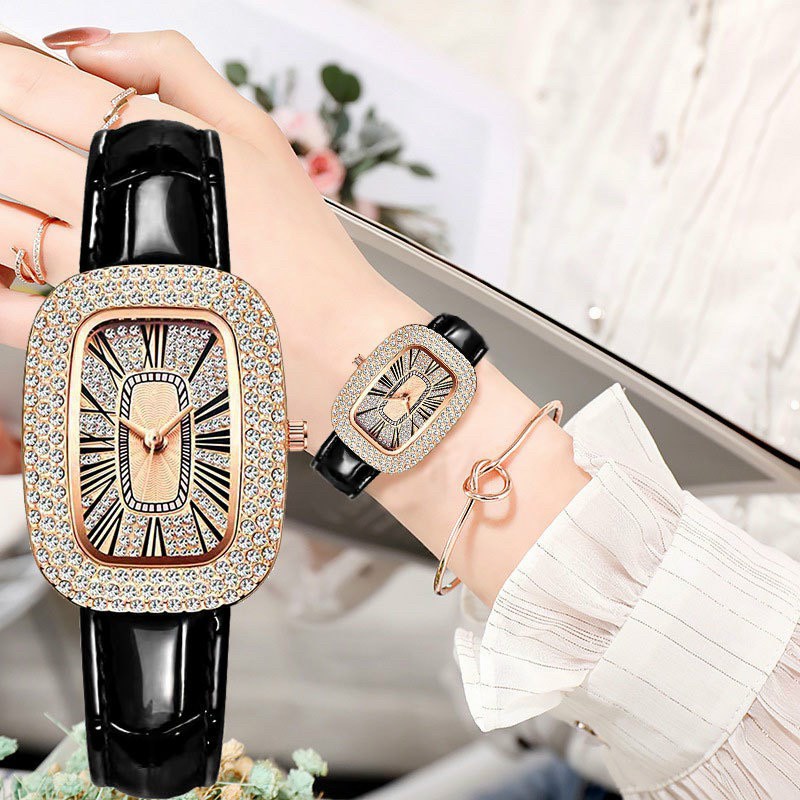 Đồng hồ nữ đính cườm TNA dây da RET222