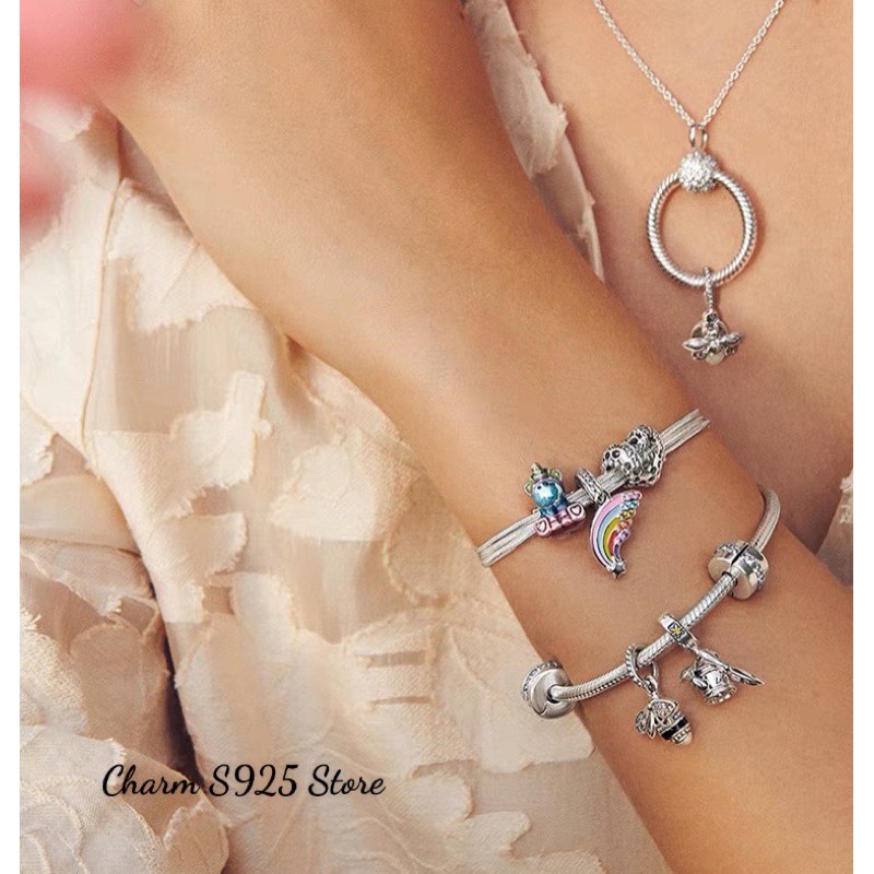 charm pan treo ngôi sao cầu vòng bạc s925 cao cấp