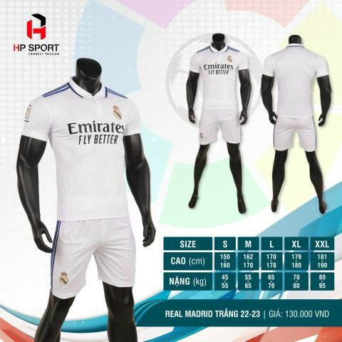 BỘ ÁO BÓNG ĐÁ REAL MADRID MÀU TRẮNG