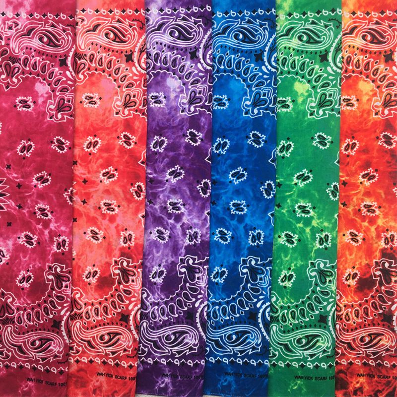 Youyo Khăn Vuông Bandana Cotton Hip Hop Đa Chức Năng In Hình Paisley Gradient Khăn Quấn Đầu Cho Nữ Me