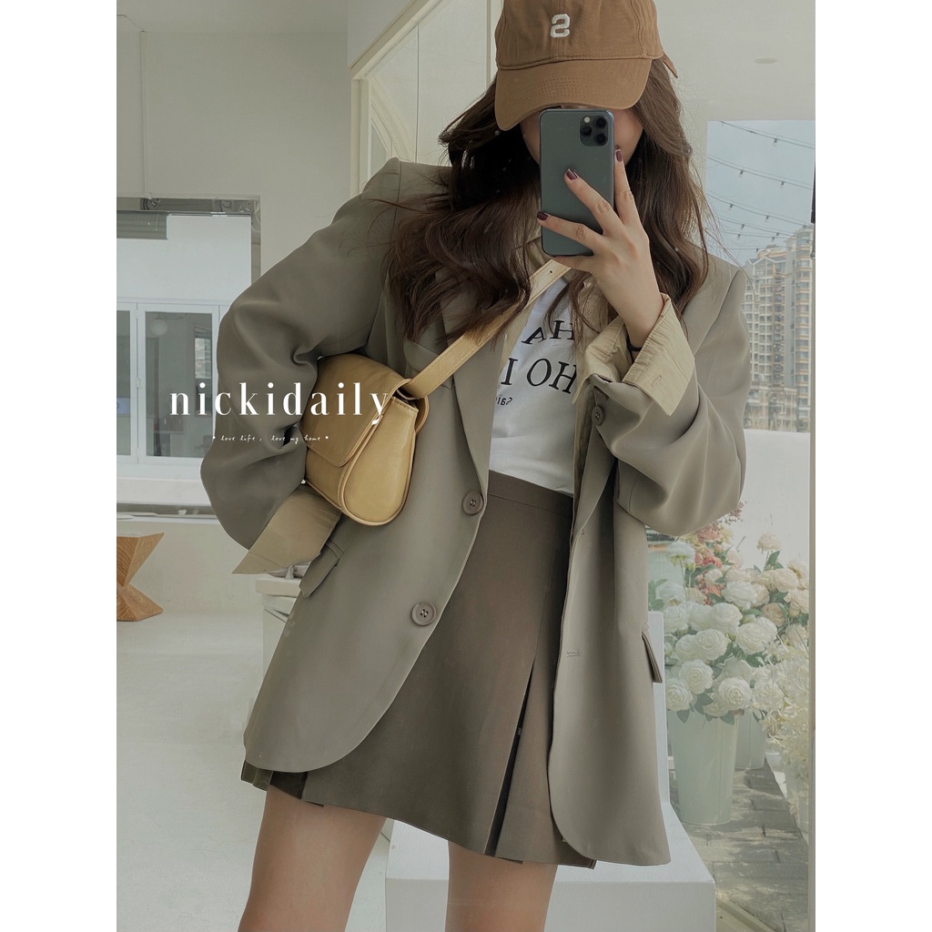 Chân Váy chữ A Ngắn Nâu Phong Cách Hàn Quốc Cá Tính CV05