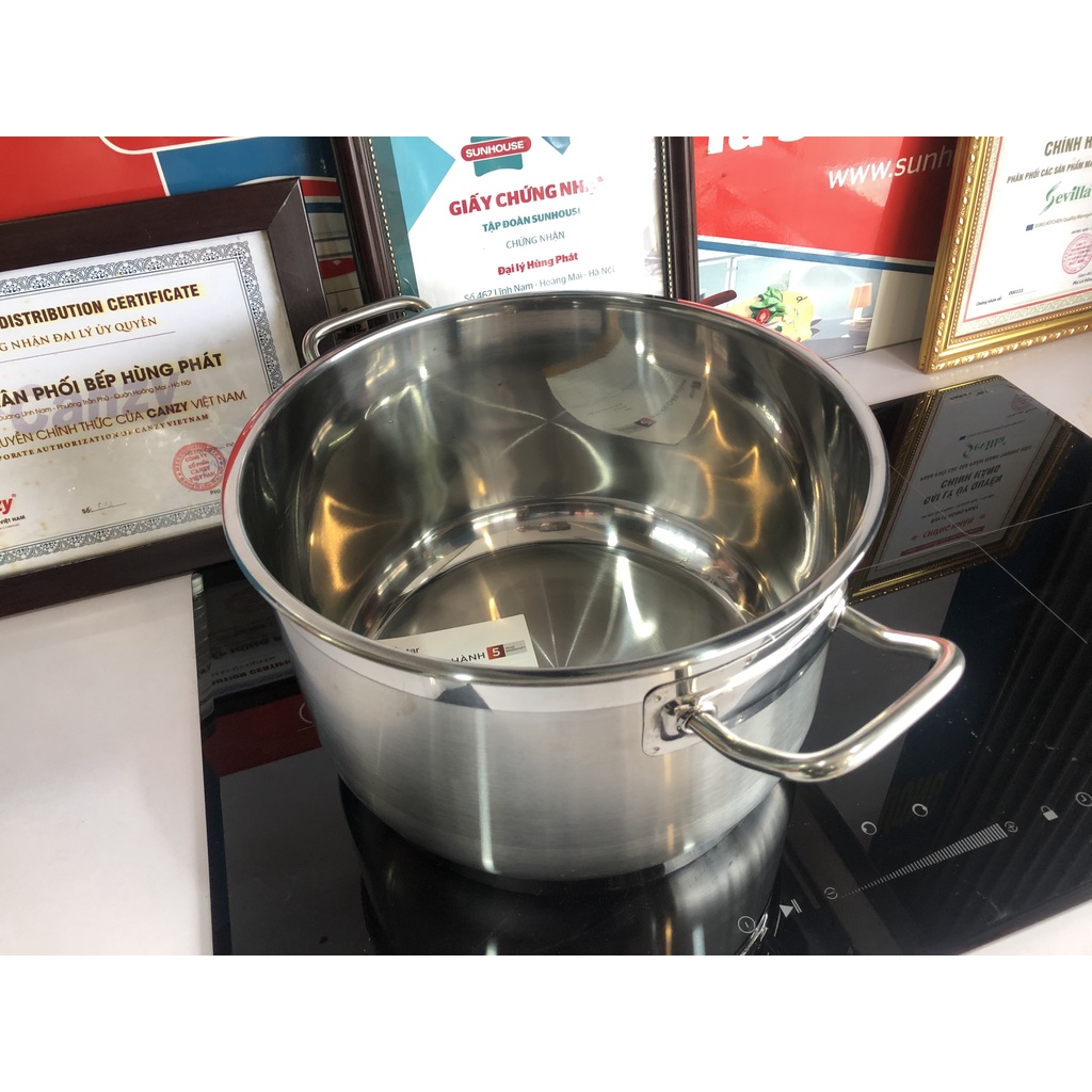 Nồi luộc gà Fivestar 28-30-32cm-inox 430,3 đáy,chống cháy,đun bếp từ-Dung Tích 18 Lít-dày,đẹp,giá rẻ,chãngBảo Hành 5 Năm