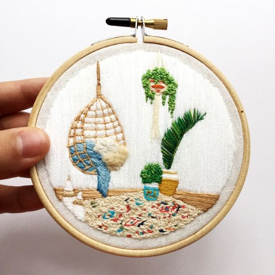 Thêu tay thủ công chữ thập MY ROOM - kit nguyên liệu tự thêu HOOP trang trí deco home- MIE Handmade Shop