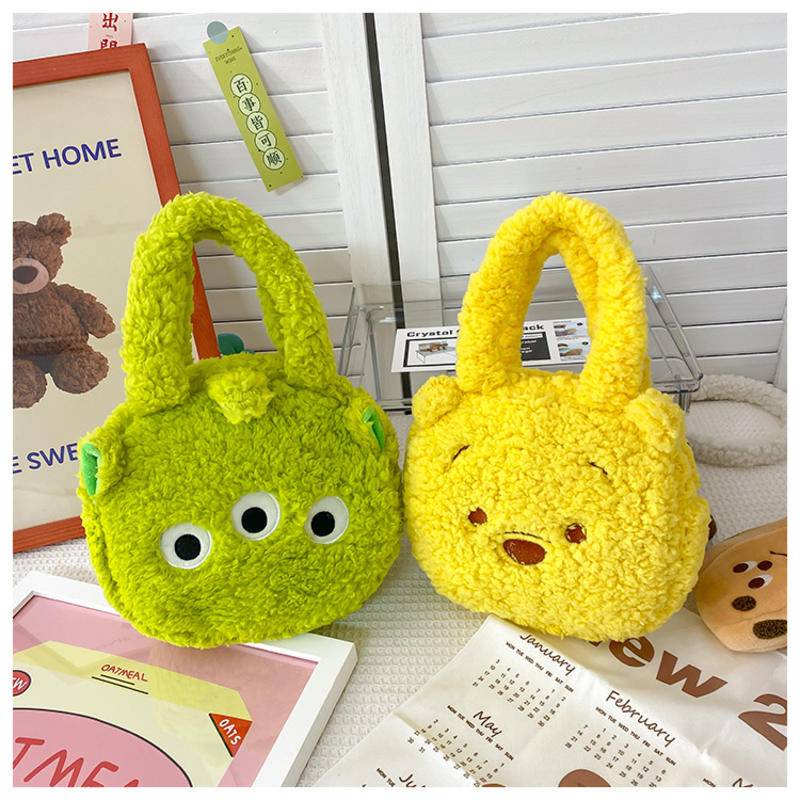 Túi Tote Xách Tay Bằng Nhung Lông Thiết Kế Hình Hoạt Hình Dễ Thương