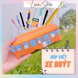 Bóp Viết Hộp Bút Bằng Vải Cho Bé Nam và Nữ Hình Xe Buýt Sáng Tạo Lạ Mắt LUNA BUXB01