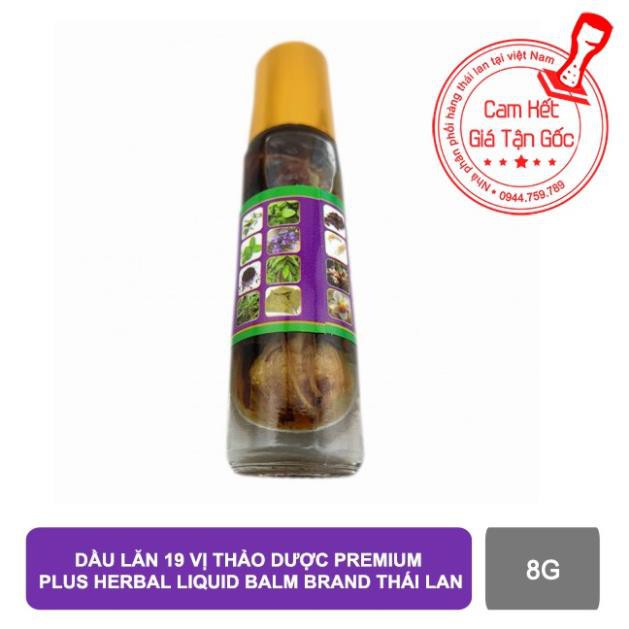 Dầu Lăn 19 Vị Thảo Dược Premium Plus Herbal Liquid Balm Brand Thái Lan 8g