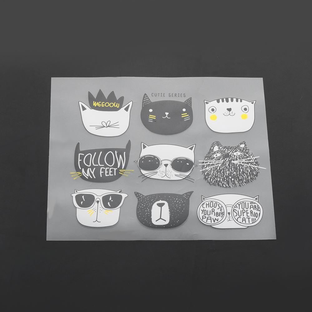 Bộ 9 Miếng Dán Ủi Quần Áo In Hoạt Hình Mèo Dễ Thương