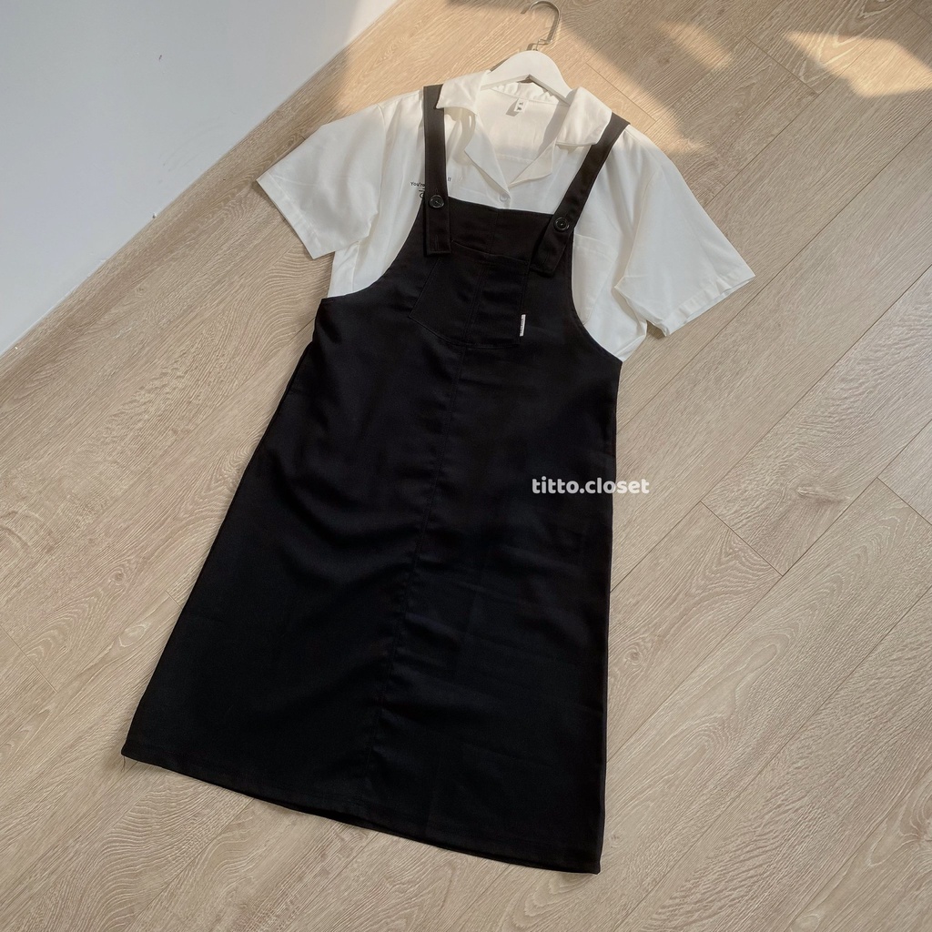 Váy Yếm Ulzzang Thêu Chỉ Nổi Titto - Mẫu Độc Quyền - Ảnh Thật - Titto Closet