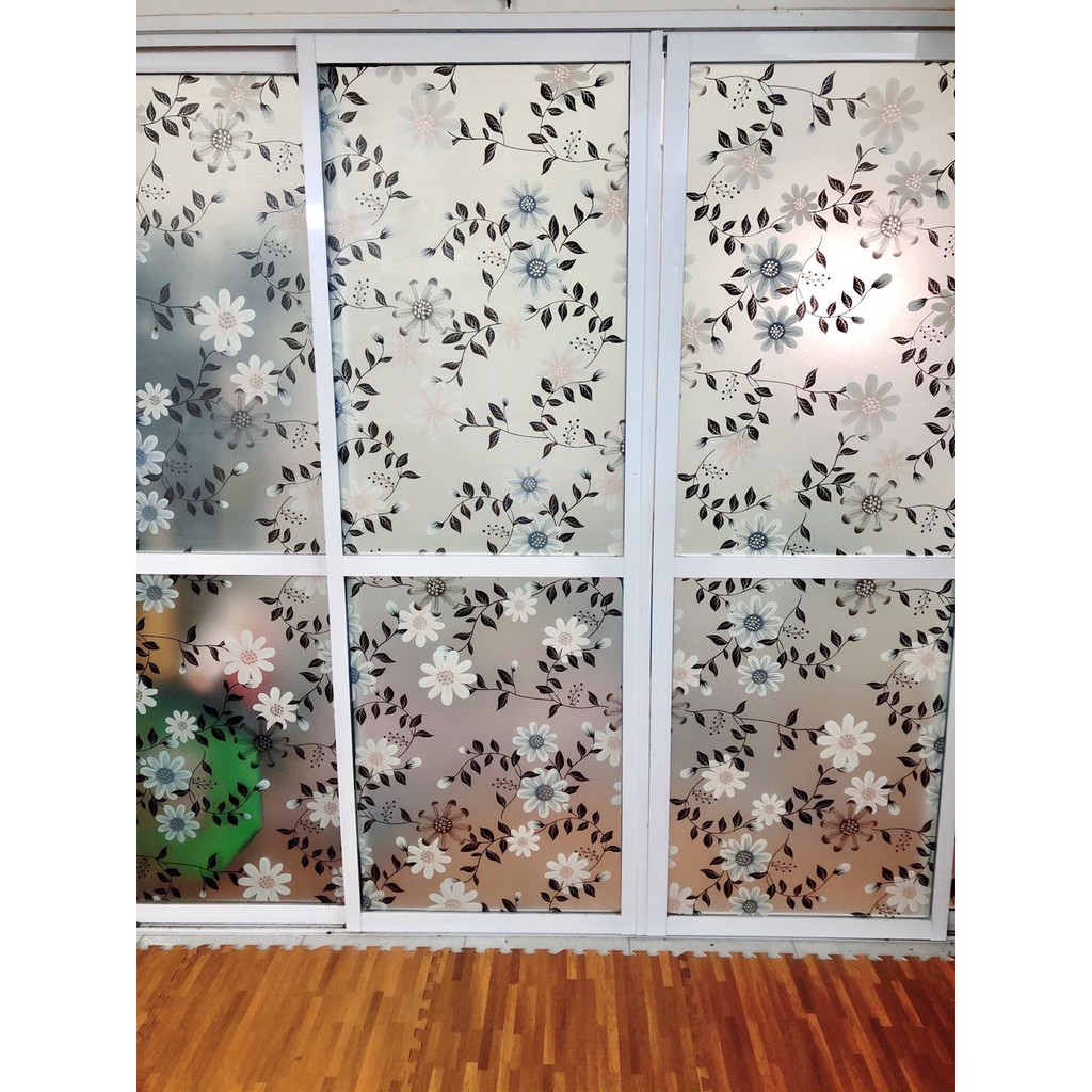 Giấy dán kính mờ khổ 90cm dài đặt theo số lượng x1m mã 9913 hình hoa to