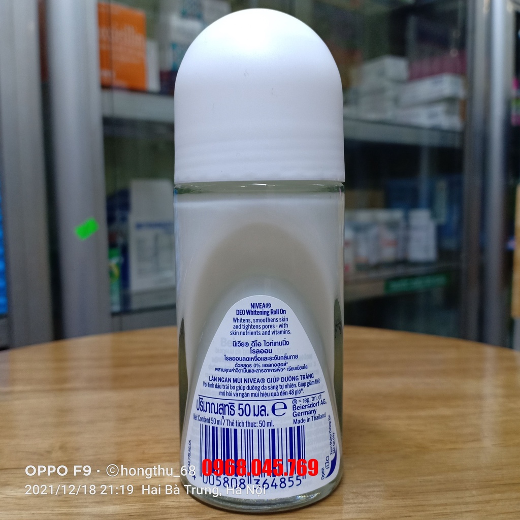 Lăn ngăn mùi NIVEA whitening  - Giúp da trắng mịn se lỗ chân lông chai 50ml