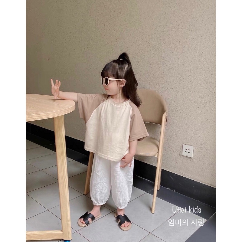 ÁO THUN PHA TAY HÀN QUỐC 928 CỰC KỲ XINH CHO BÉ GÁI VÀ BÉ TRAI