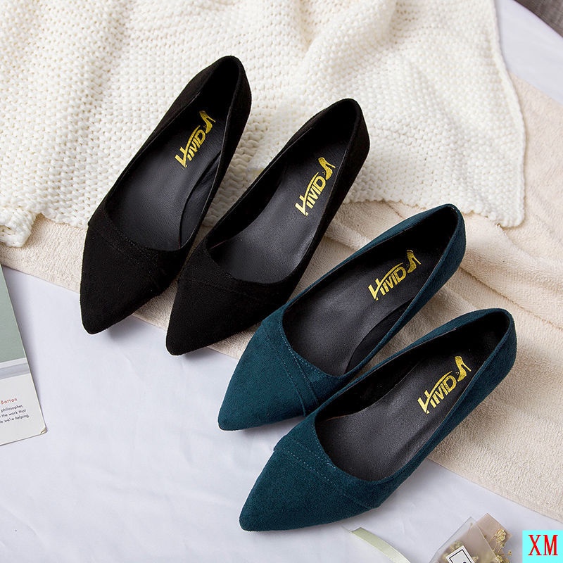Giày Cao Gót 3cm Mũi Nhọn Màu Đen Thời Trang Công Sở Cho Nữ