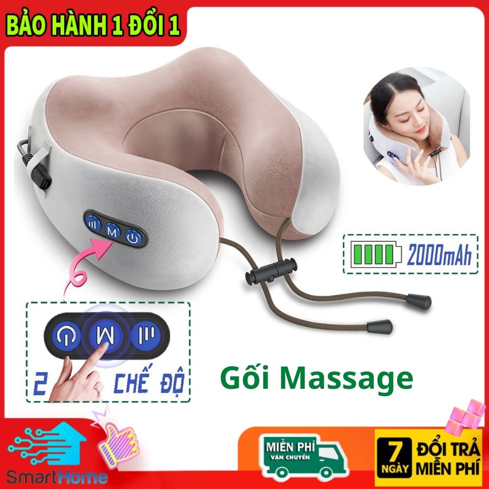 Gối massage cổ vai gáy,Máy massage cổ vai gáy hồng ngoại sạc pin tích điện cao cấp - bảo hành 12 tháng