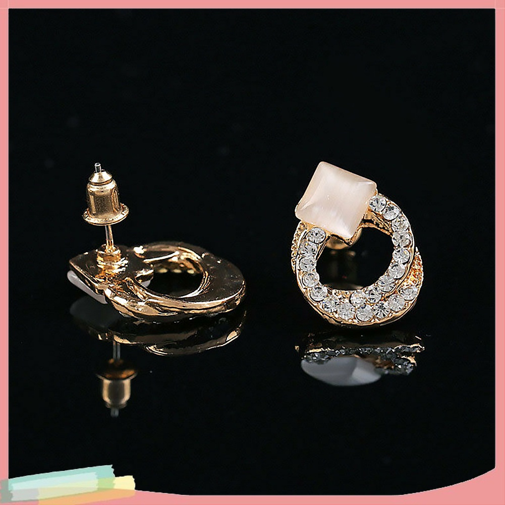 1 Đôi Khuyên Tai Mạ Vàng Đính Đá Sang Trọng Thời Trang