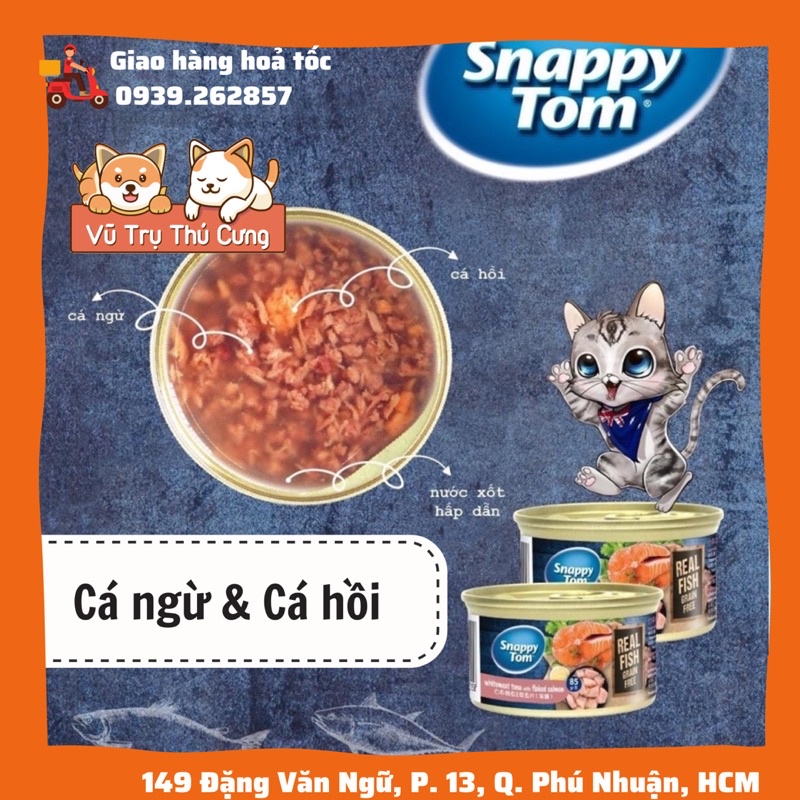 Pate Snappy Tom cho mèo, lon 85g