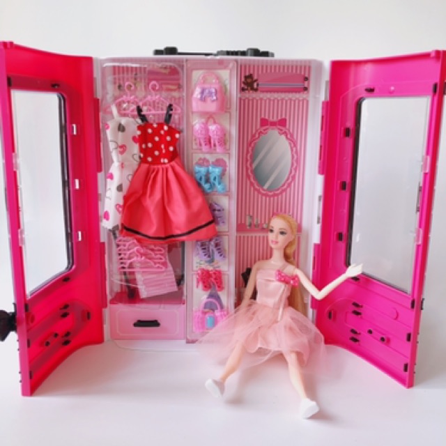 Bộ đồ chơi tủ quần áo búp bê barbie