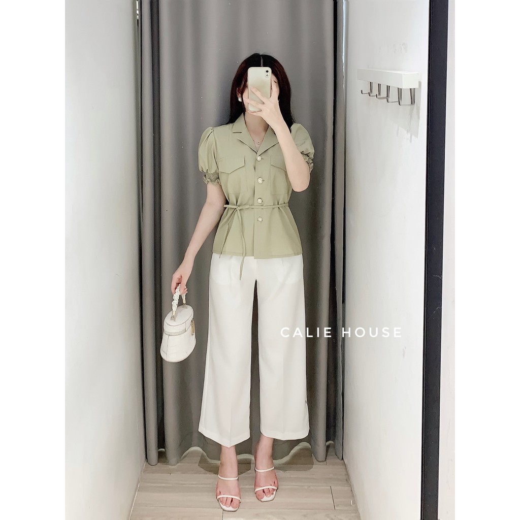 Áo tay chun 2 túi ngực thời trang công sở Calie House A250 | BigBuy360 - bigbuy360.vn