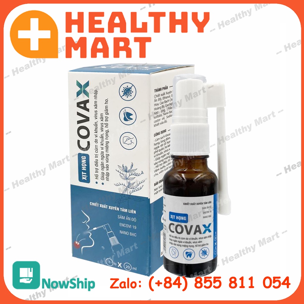 ✔️️️Xịt Họng COVAX – Làm Sạch Khoang Miệng, Làm Dịu Cổ Họng – 1 Lọ 20ml