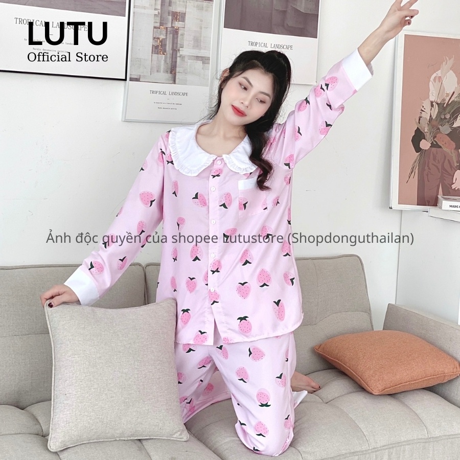 Bộ Pijama Dài Tay Quần Dài Phối Cổ Họa Tiết Dễ Thương Siêu Xinh | WebRaoVat - webraovat.net.vn